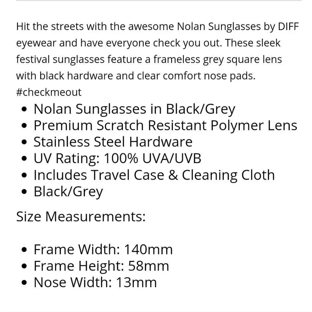 DIFF Eyewear Nolan Sunglasses-‎ Black/Grey